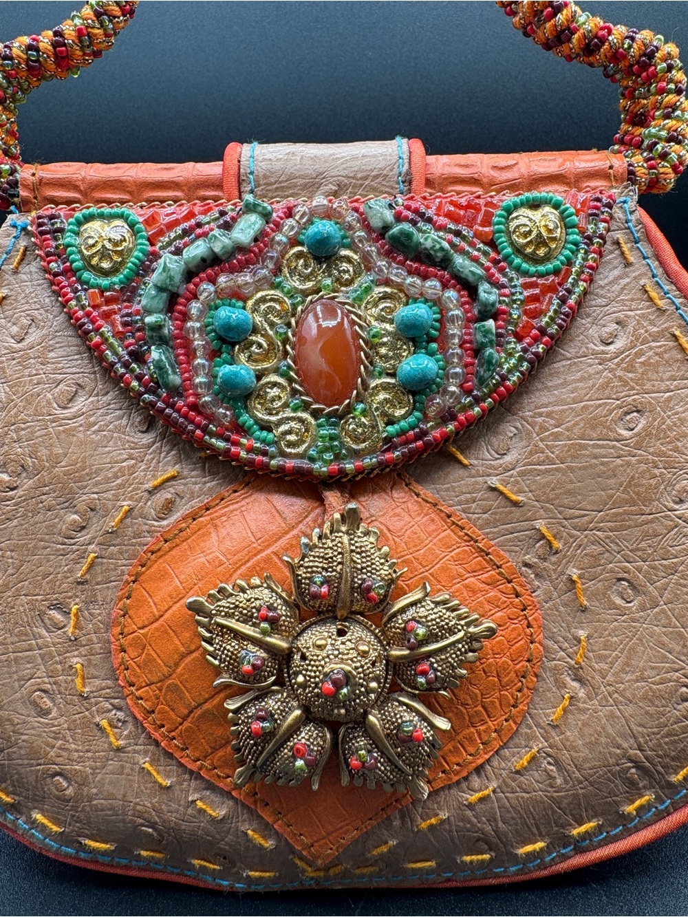 Mary Frances Orange Beaded Wristlet Clutch - Picture 3 of 11